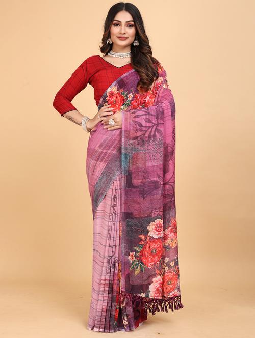 women floral printed saree with blouse - 21975256 -  Standard Image - 0