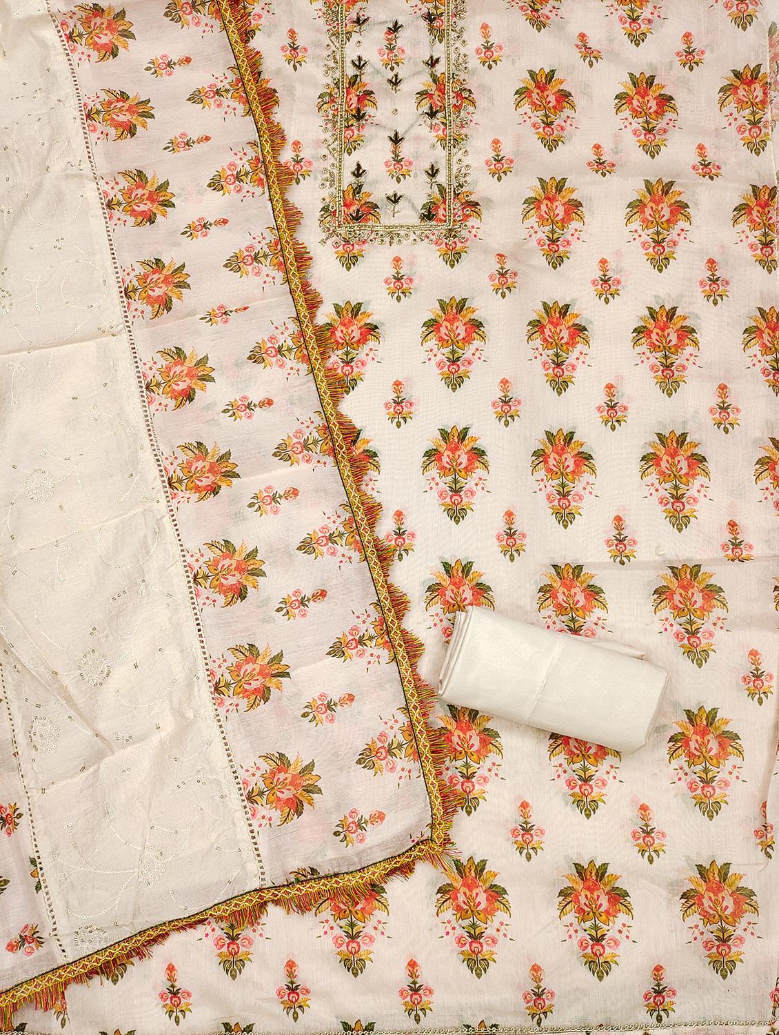 women floral embroidered unstitched suit set - 21975303 - Standard Image - 2