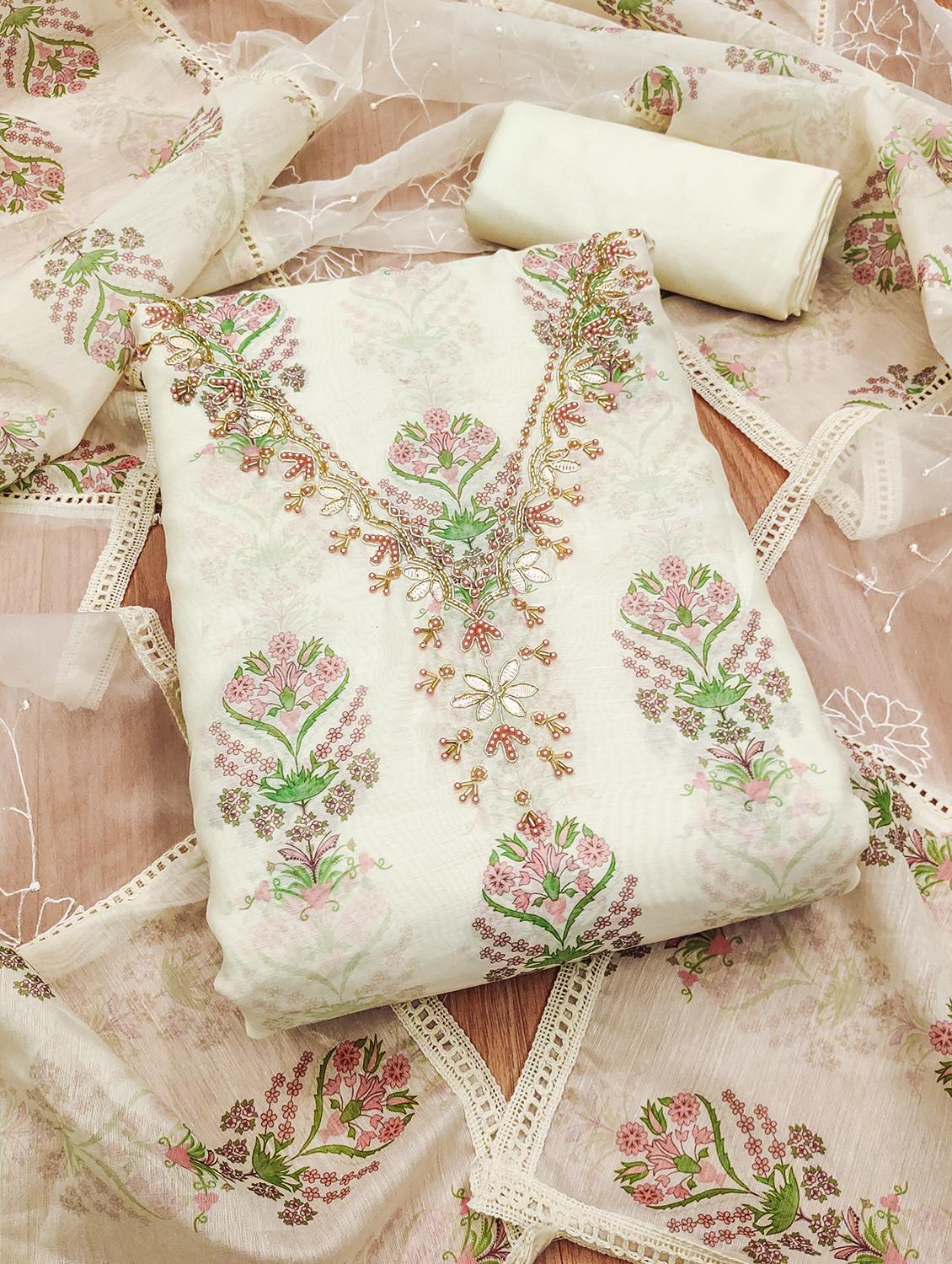 women printed embroidered unstitched suit set - 21975331 - Zoom Image - 0