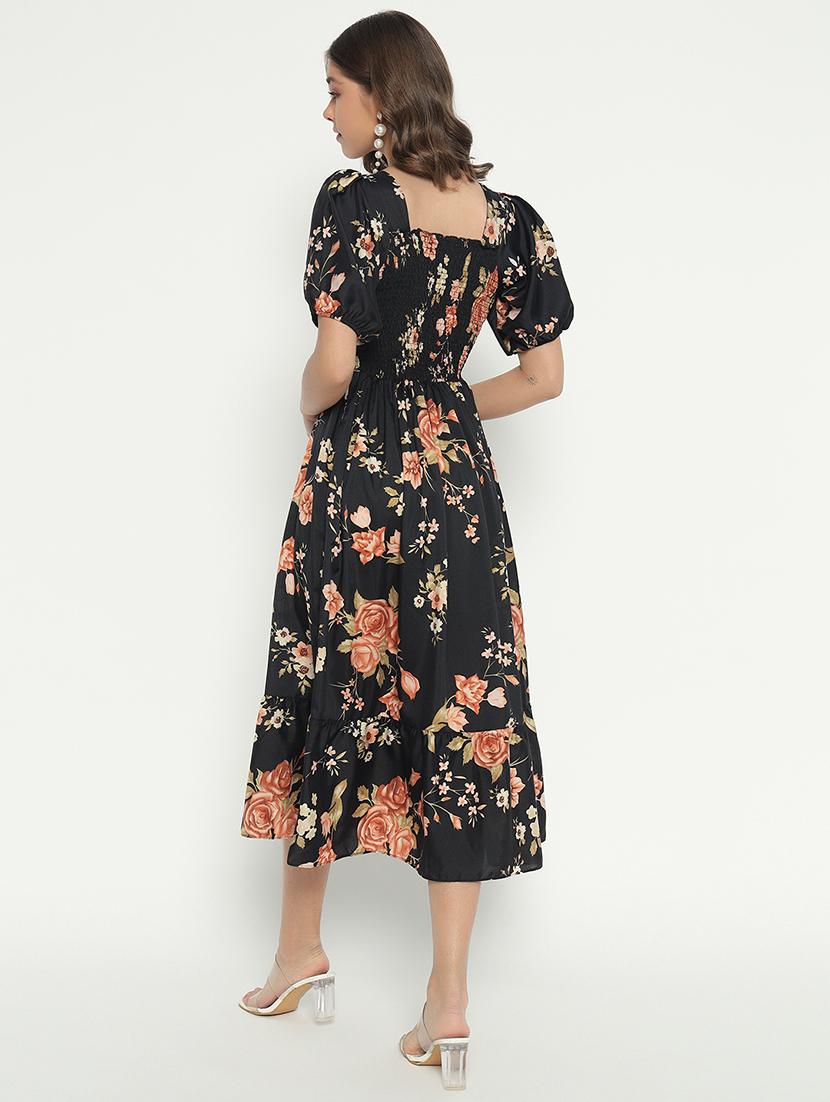 women floral printed puff sleeve tiered dress - 21975436 -  Standard Image - 2