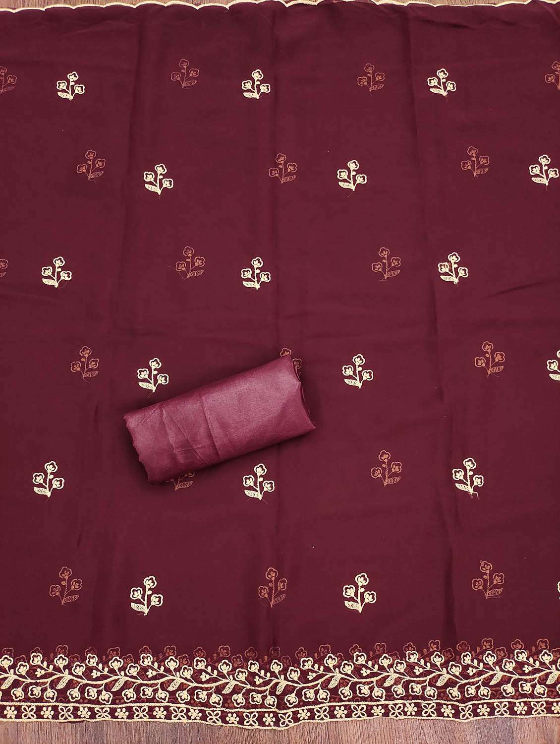 women solid with work embroidered unstitched suit set - 21975471 -  Standard Image - 2