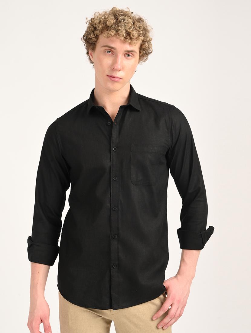 men solid long sleeve regular fit casual shirt