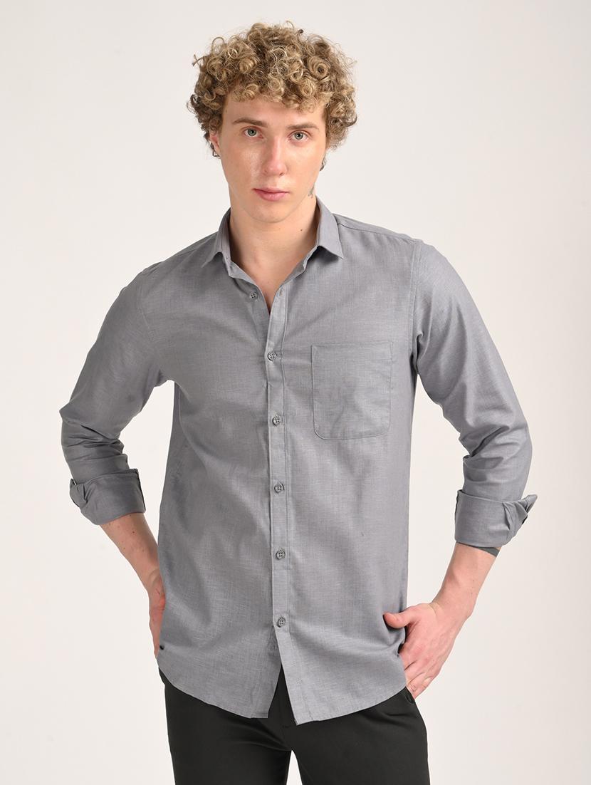 men solid long sleeve regular fit casual shirt - 21975527 - Zoom Image - 0