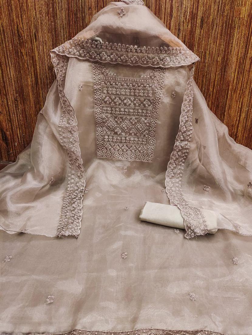 women solid with work embroidered unstitched suit set - 21975532 - Zoom Image - 0