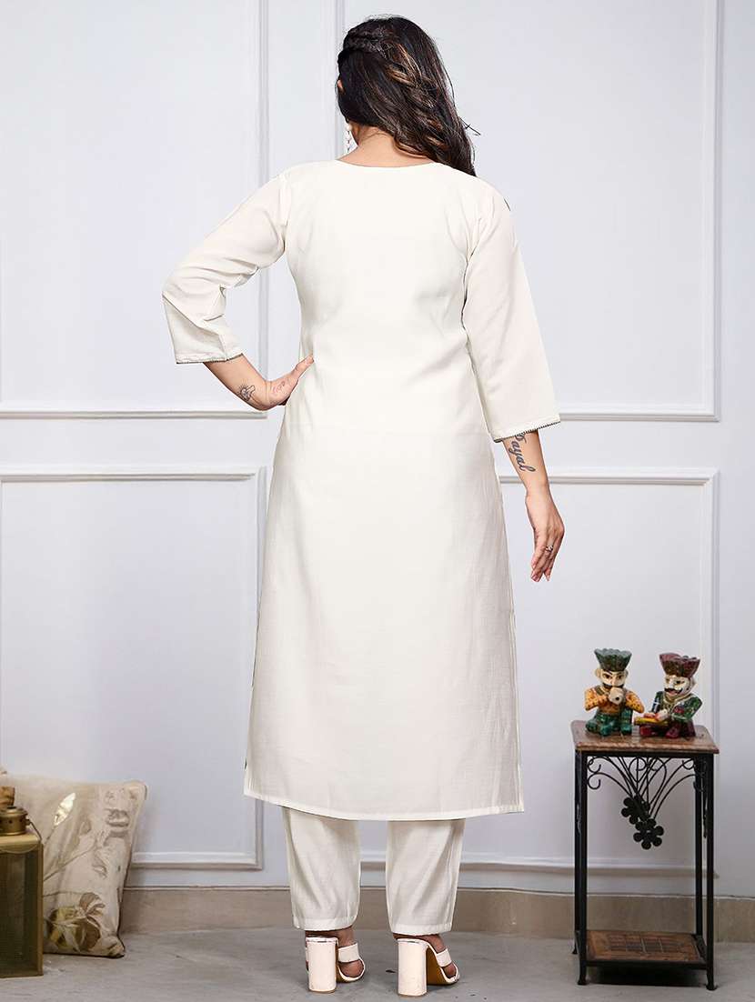 women three quarter sleeve kurta pant with dupatta set - 21975551 - Standard Image - 2
