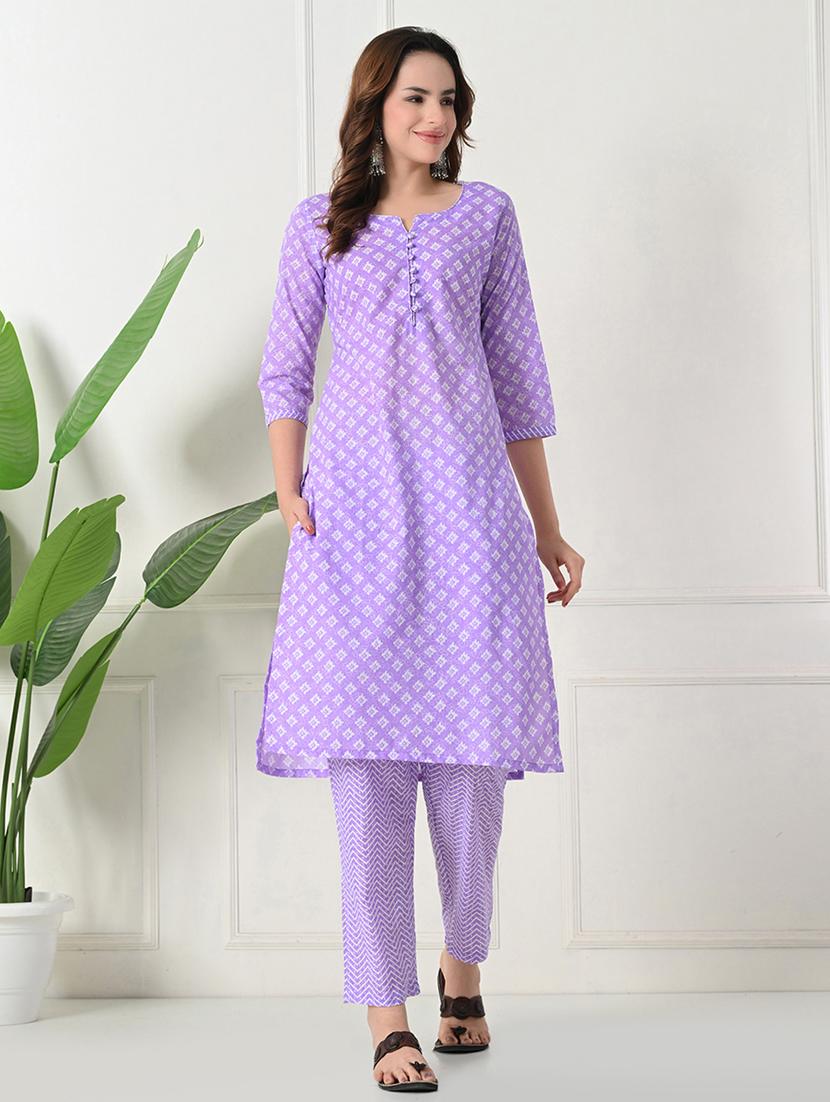women three quarter sleeve kurta pant with dupatta set - 21975595 - Standard Image - 2