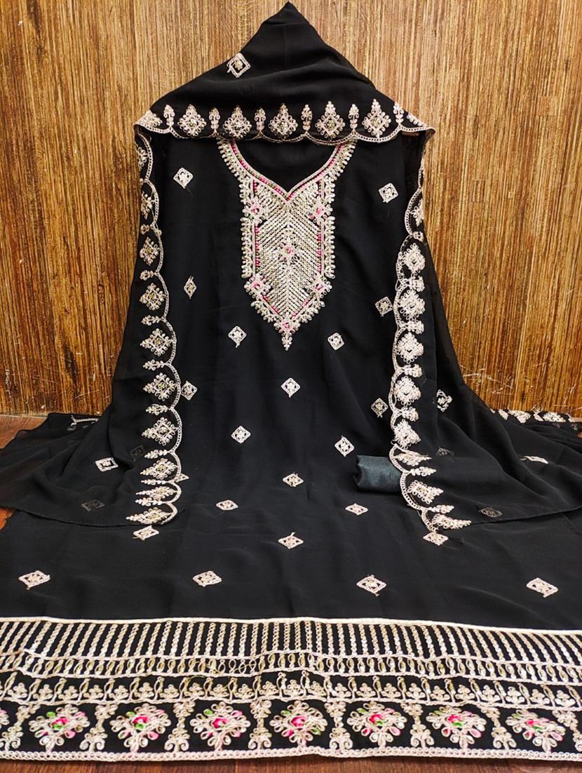 women solid with work embroidered unstitched suit set - 21975600 - Zoom Image - 0