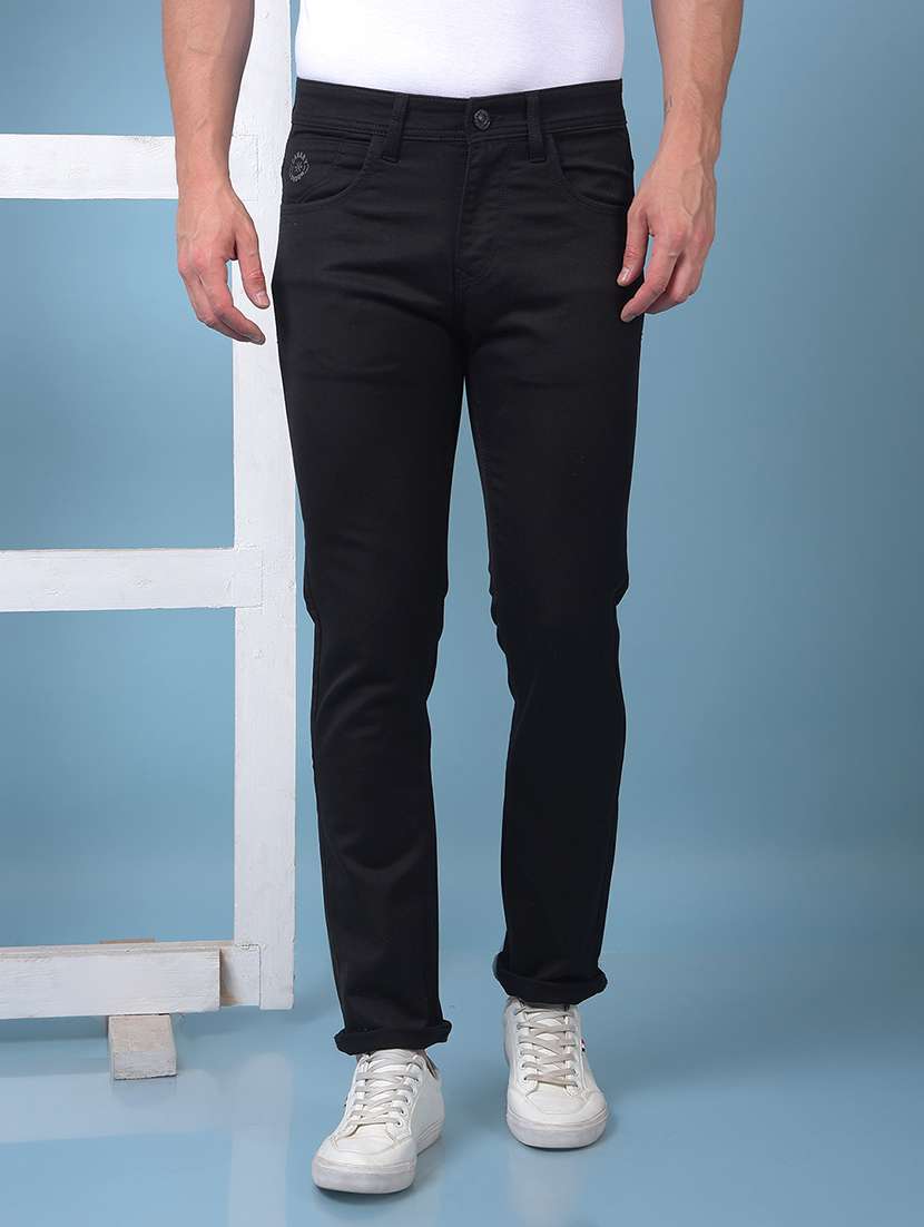 men plain low rise full length slim fit jeans - 21975642 - Zoom Image - 0