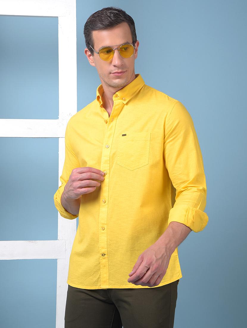 men solid long sleeve slim fit casual shirt