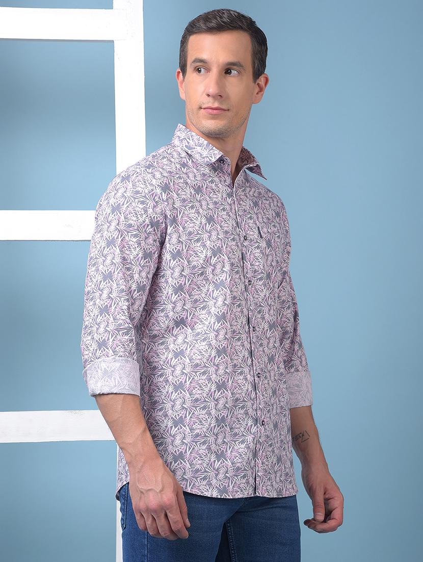 men printed long sleeve slim fit casual shirt - 21975659 - Standard Image - 2