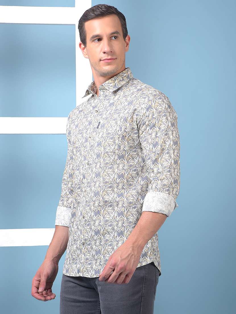 men printed long sleeve slim fit casual shirt - 21975660 - Standard Image - 2