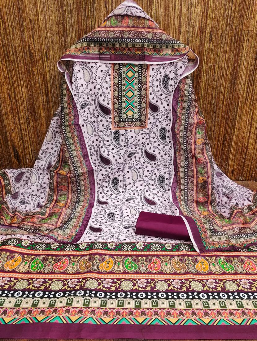 women printed embroidered unstitched suit set - 21975687 - Zoom Image - 0