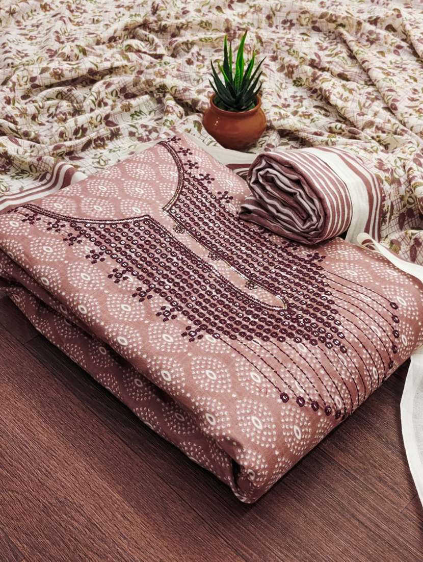 women printed embroidered unstitched suit set