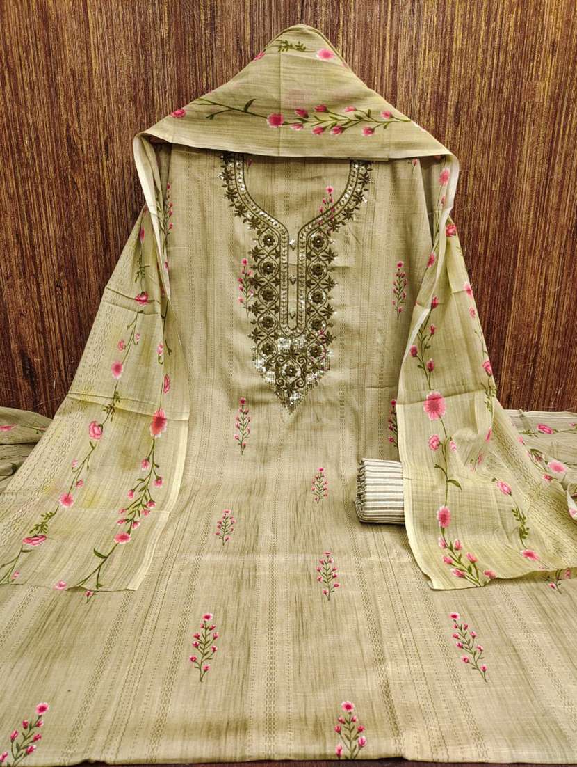 women printed embroidered unstitched suit set - 21975709 -  Standard Image - 2