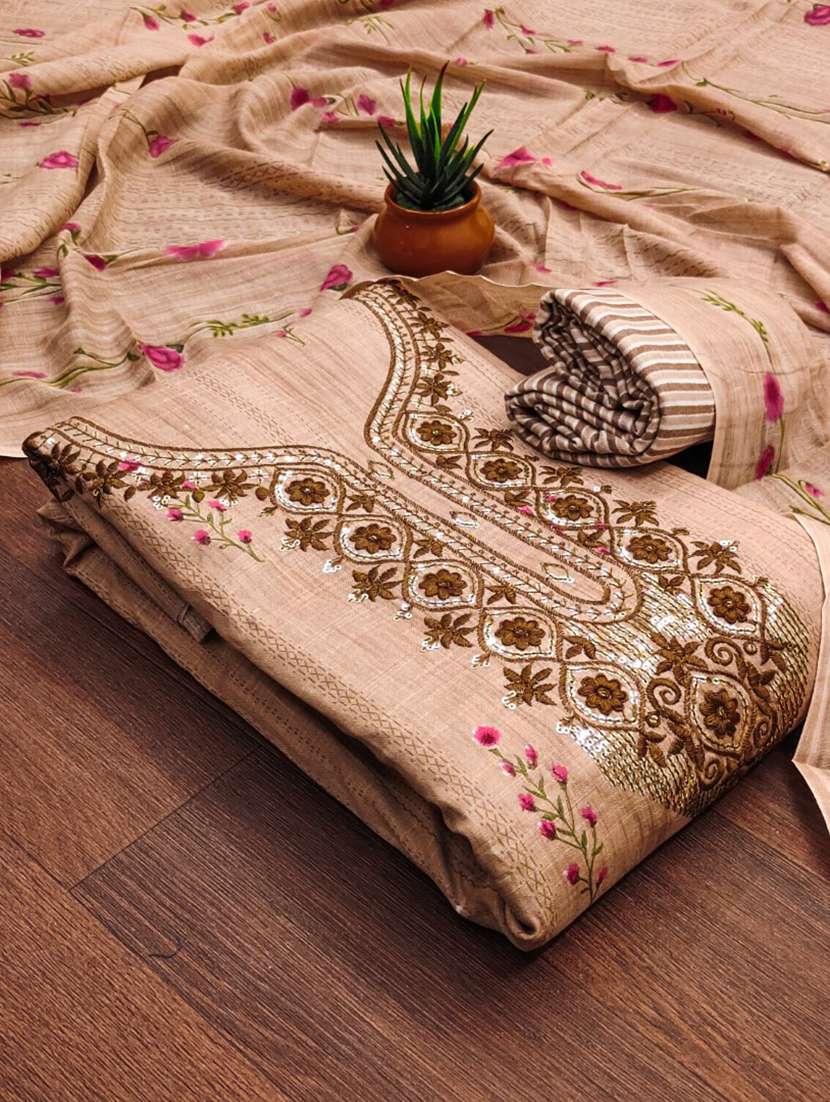 women printed embroidered unstitched suit set