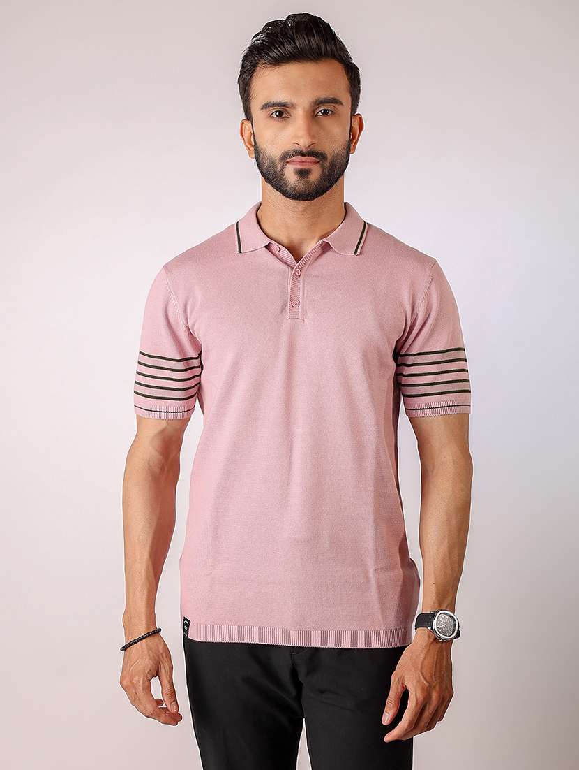 men striped short sleeve regular fit polo t-shirt