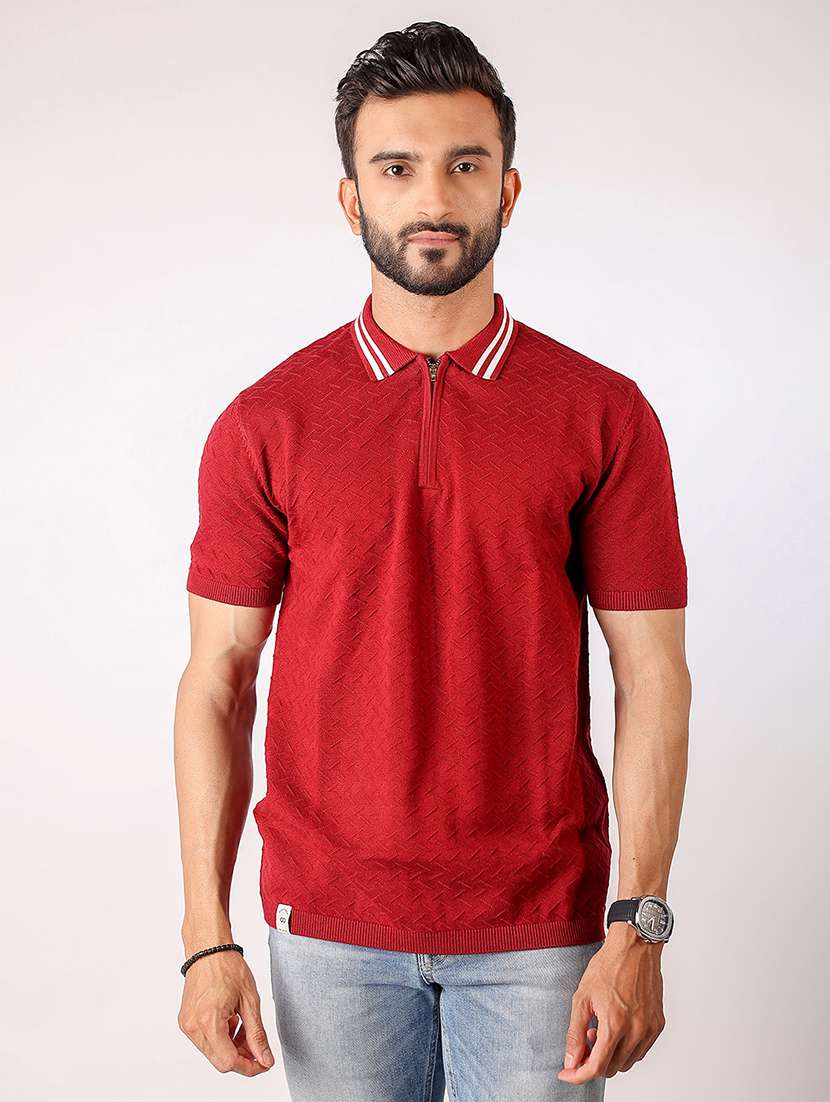 men self design short sleeve regular fit polo t-shirt - 21975723 -  Zoom Image - 0