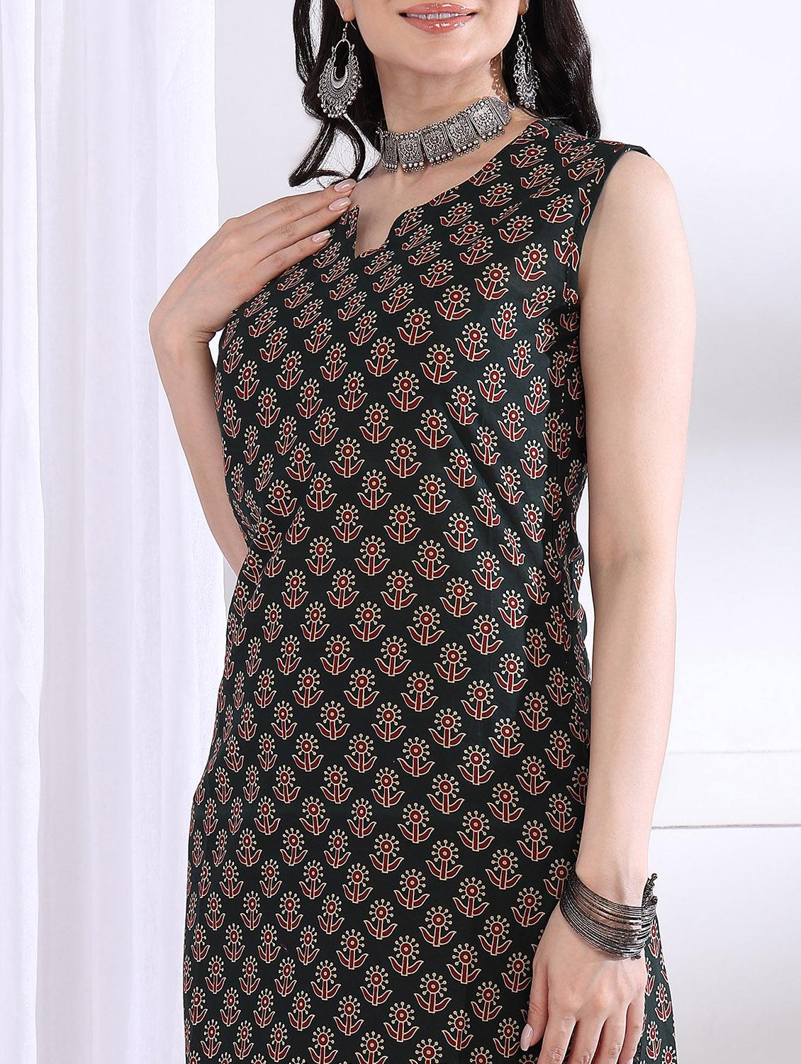 women printed sleeveless straight kurta - 21975787 - Standard Image - 7
