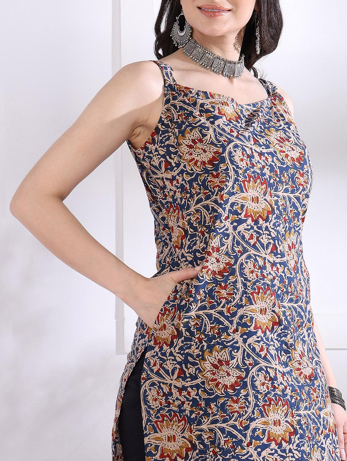 women printed sleeveless straight kurta - 21975791 - Standard Image - 7