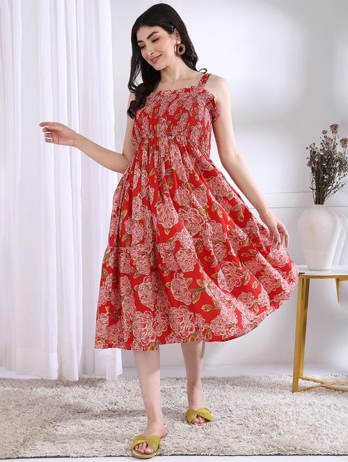 women floral printed sleeveless tiered dress - 21975806 -  Standard Image - 0