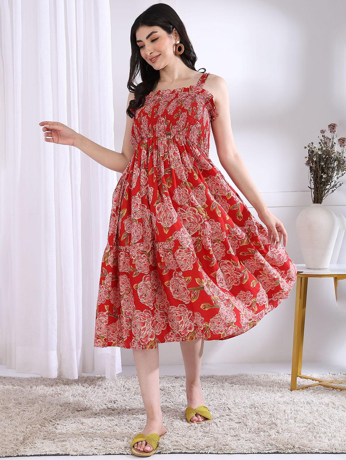 women floral printed sleeveless tiered dress - 21975806 -  Zoom Image - 0