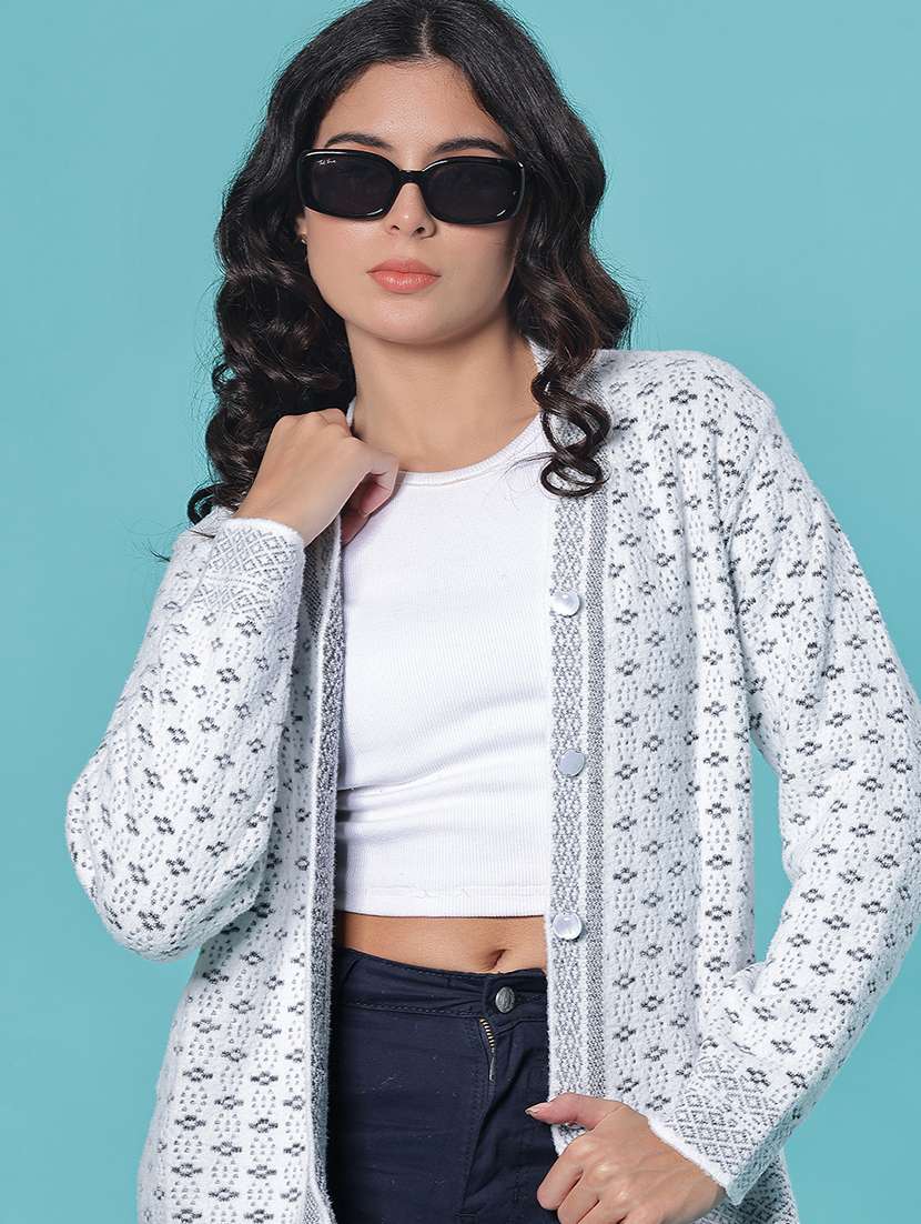 women self design long sleeve cardigan