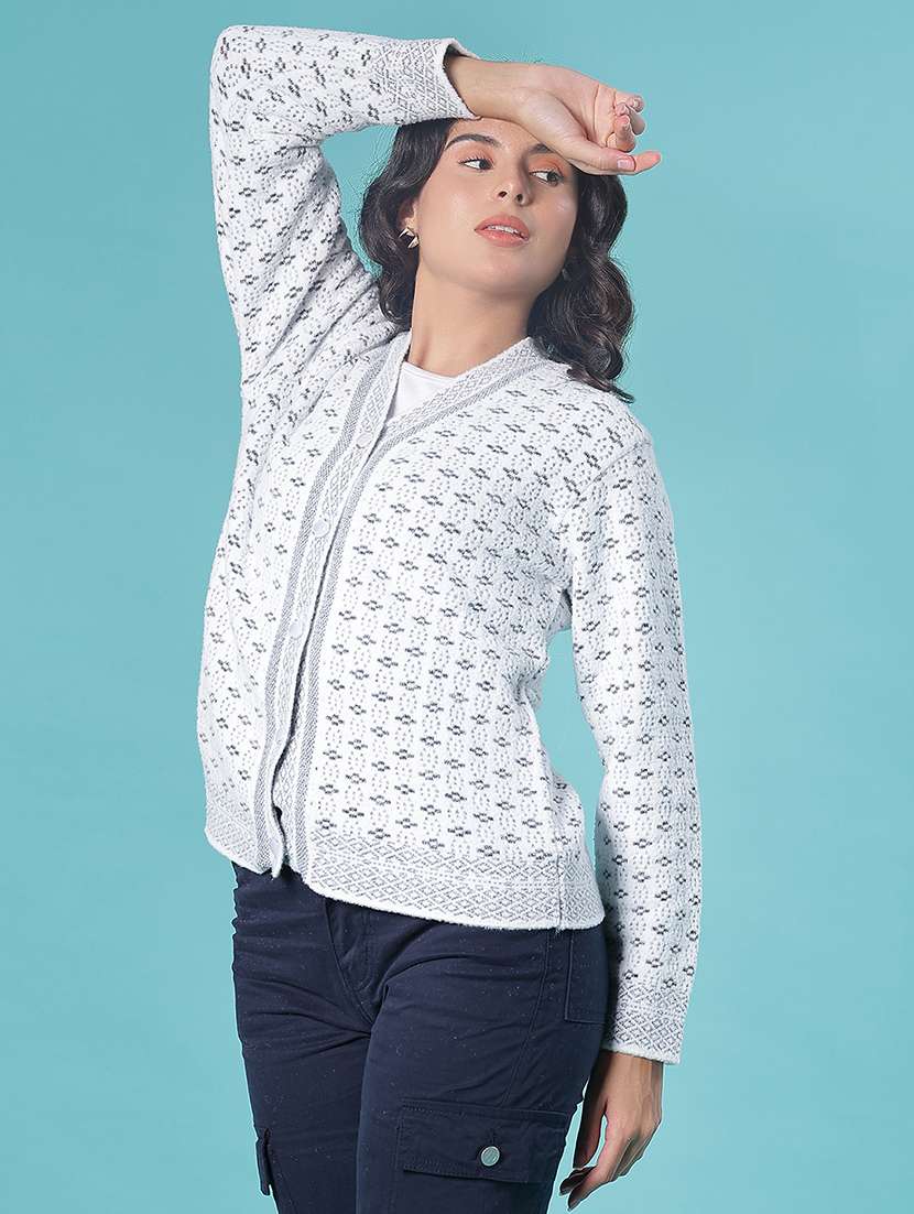 women self design long sleeve cardigan - 21975856 - Standard Image - 2