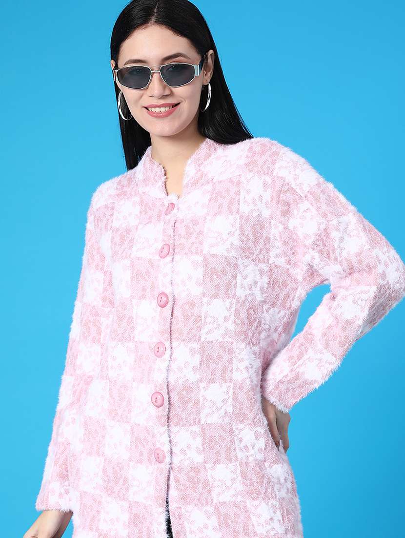 women self design long sleeve cardigan