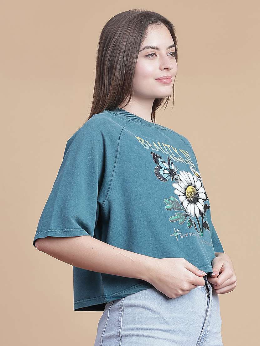 women printed short sleeve boxy t-shirt - 21975896 -  Standard Image - 2