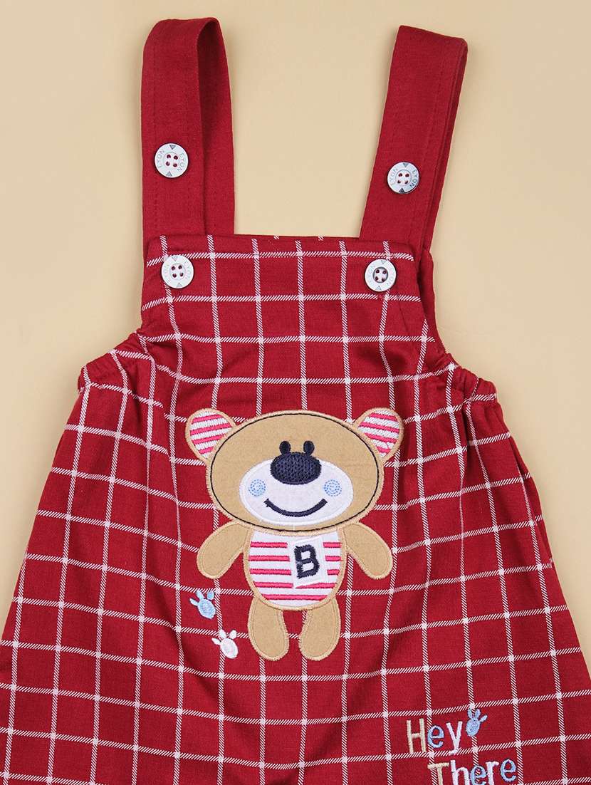 boys checkered t-shirt & dungaree casual wear set - 21976048 -  Standard Image - 2