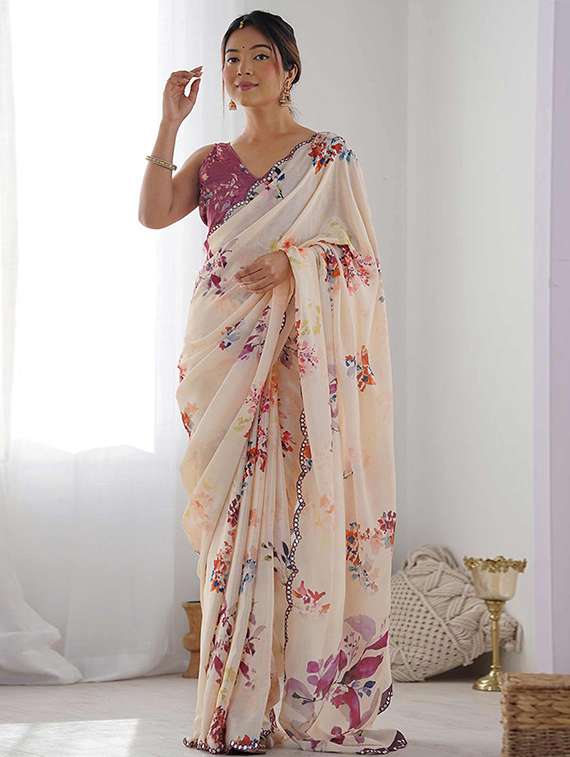 women floral printed saree with blouse - 21976139 -  Standard Image - 2
