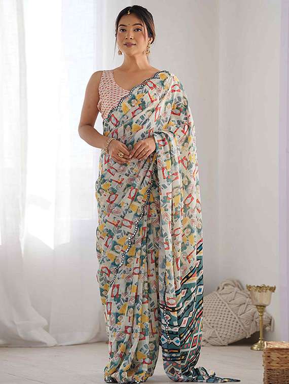 women printed casual wear saree with blouse - 21976144 -  Standard Image - 2