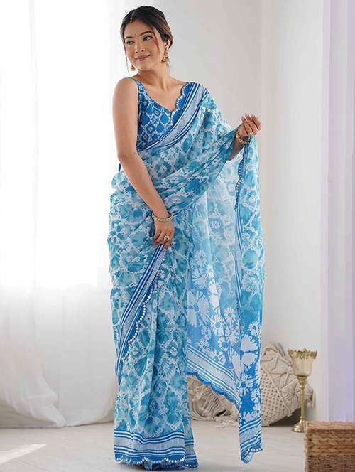 women printed casual wear saree with blouse - 21976147 -  Standard Image - 0