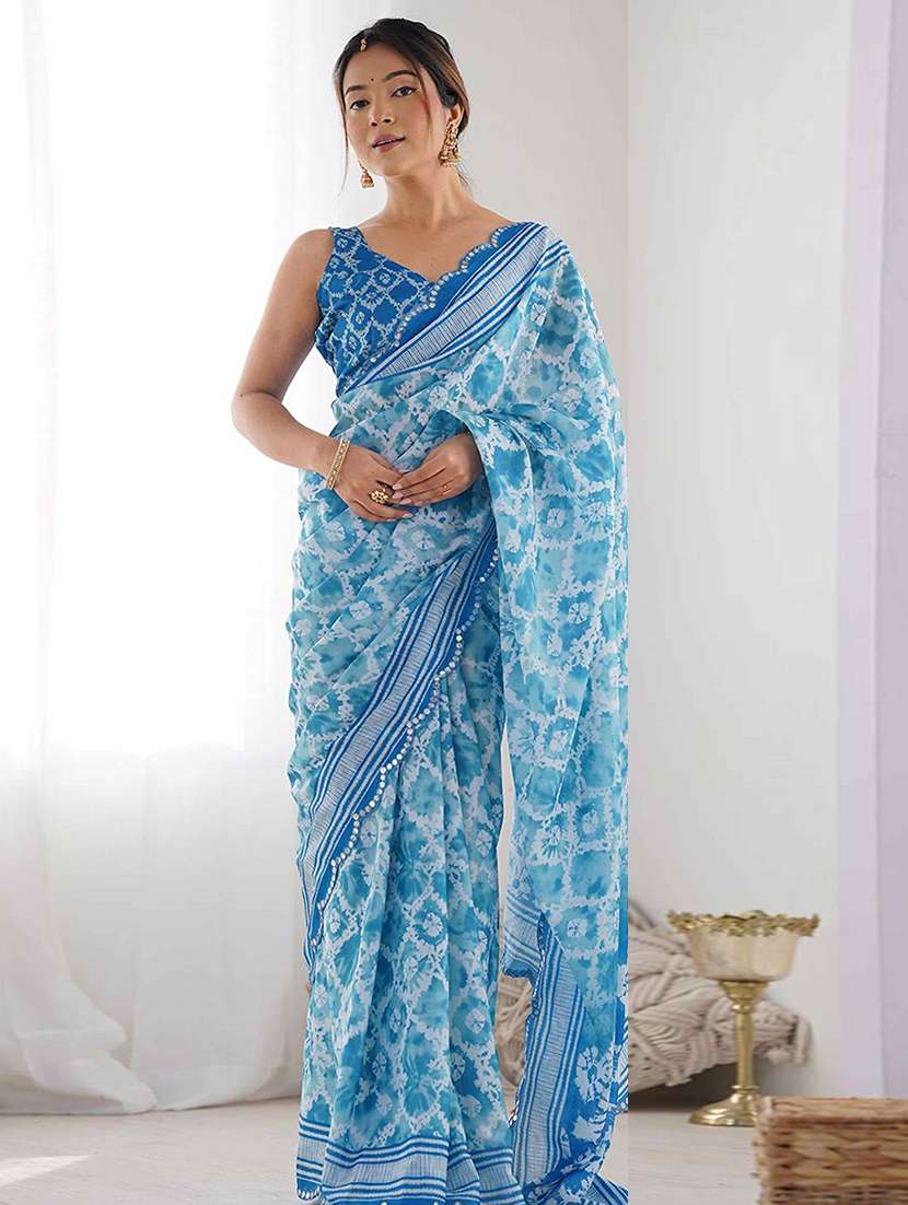 women printed casual wear saree with blouse - 21976147 -  Standard Image - 2