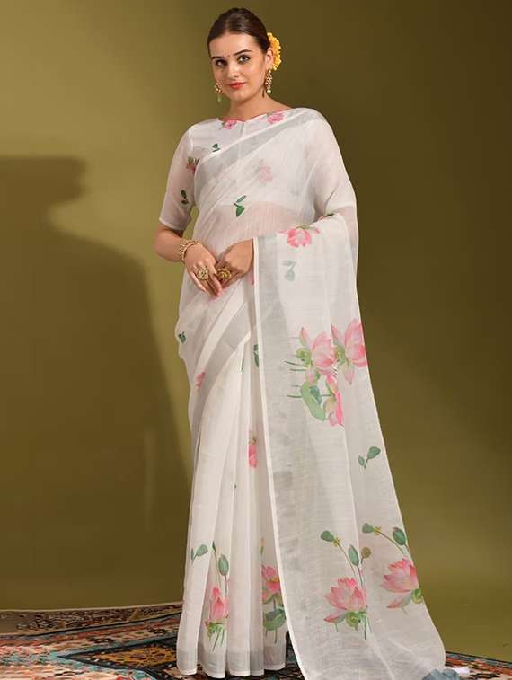 women printed casual wear saree with blouse