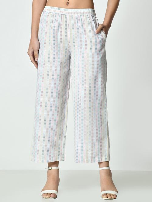 women self designed mid rise staright fit palazzo - 21976170 - Standard Image - 0