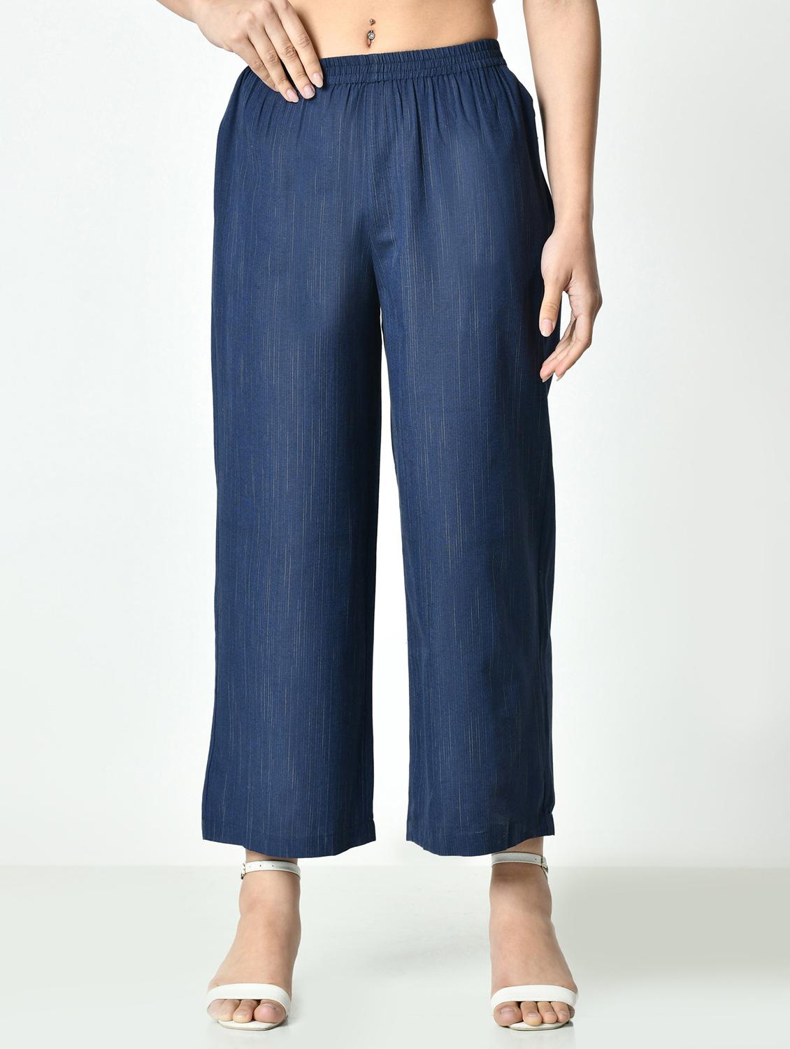  women self designed mid rise straight palazzo - 21976174 -  Zoom Image - 0