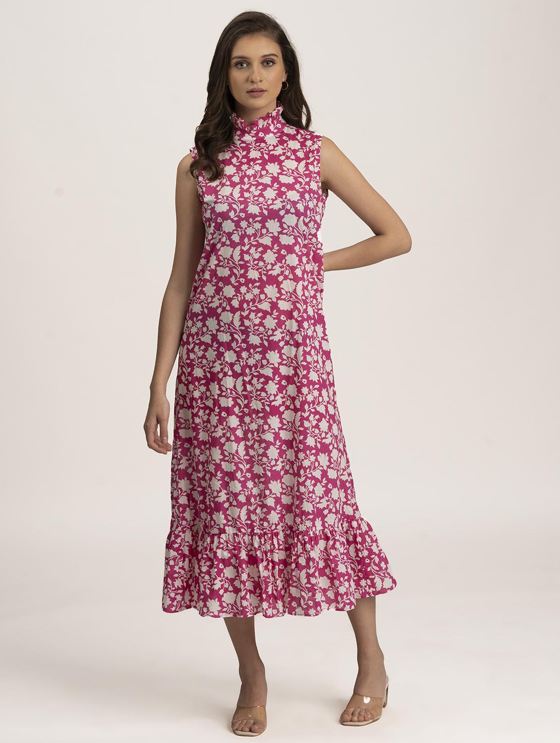 women floral print sleeveless tiered dress - 21976211 -  Zoom Image - 0