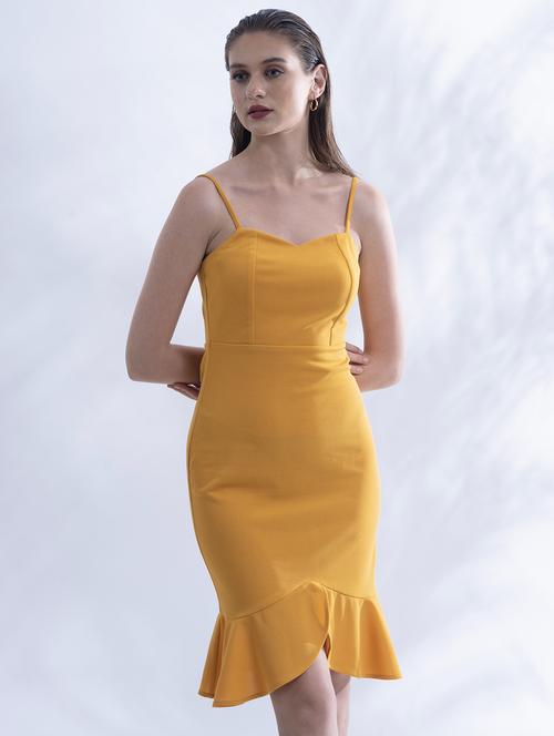 women solid shoulder strap bodycon dress - 21976218 - Standard Image - 0