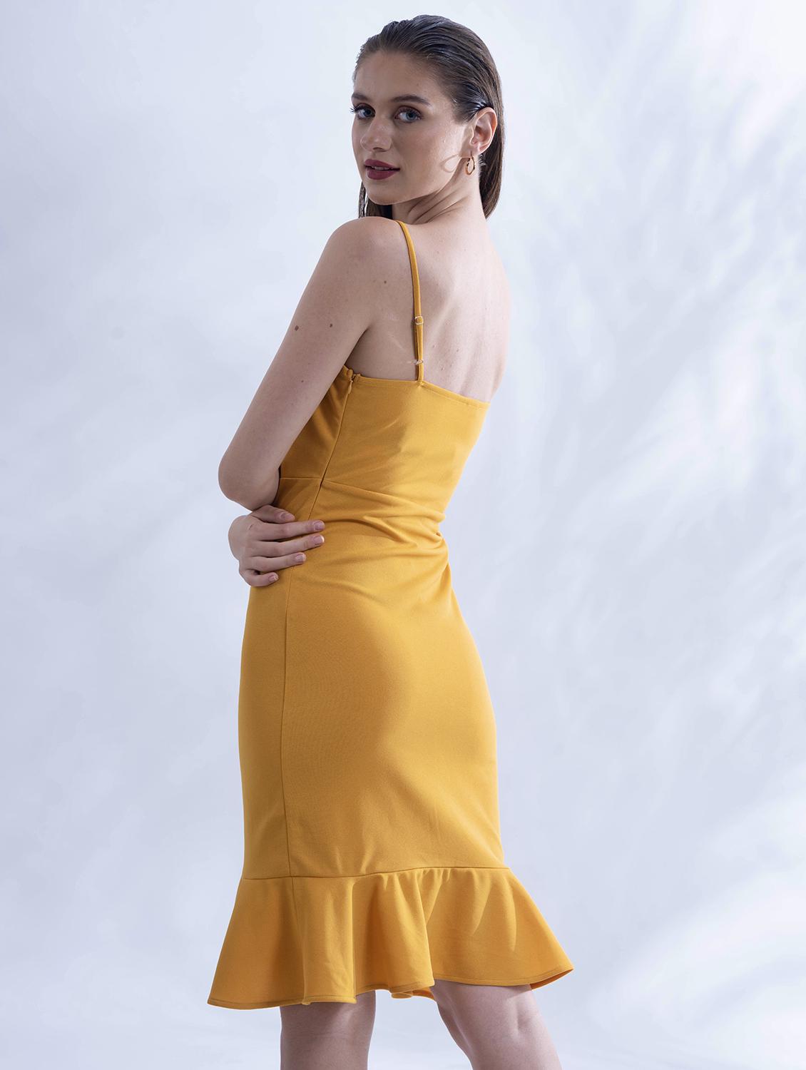 women solid shoulder strap bodycon dress - 21976218 - Standard Image - 2