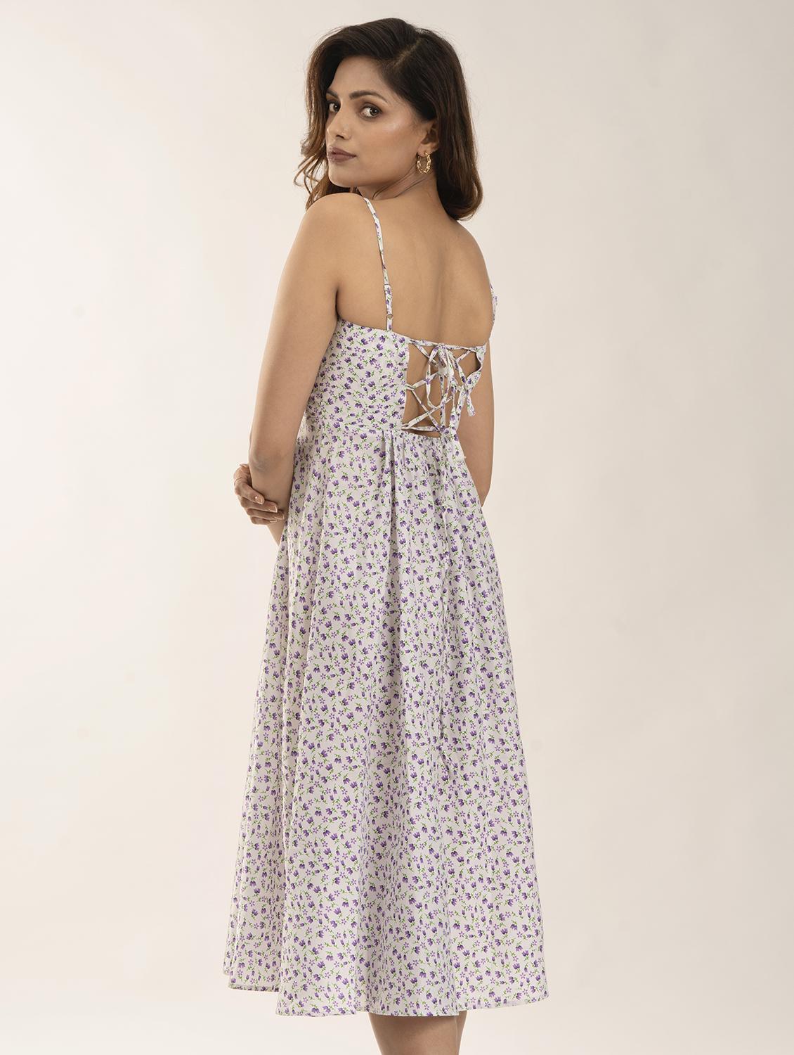 women floral print shoulder strap a-line dress - 21976225 - Standard Image - 2
