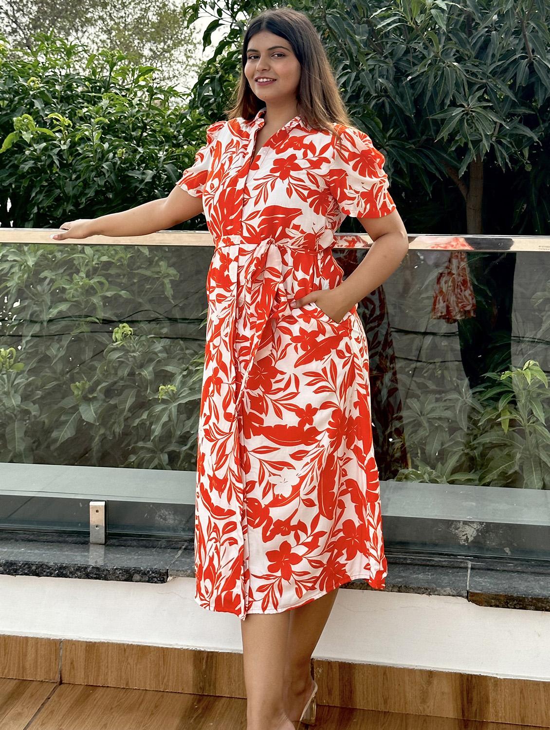 women printed puff sleeve collared shirt dress - 21976233 - Standard Image - 2