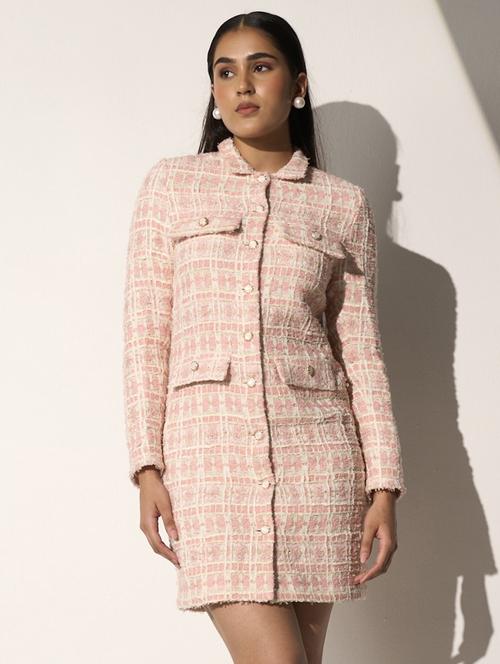 women self designed long sleeve collared shirt dress - 21976240 - Standard Image - 0