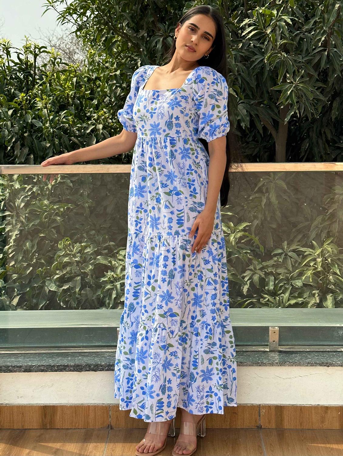 women floral print puff sleeve tiered maxi dress - 21976253 - Standard Image - 2