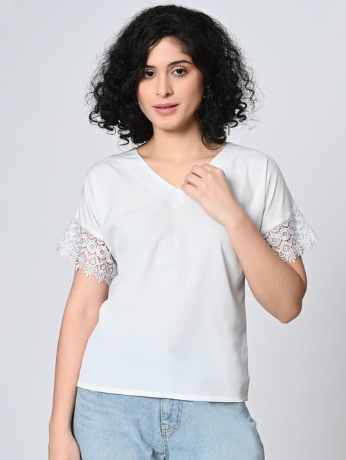 women white soldi lace detailed regular top - 21976378 -  Standard Image - 0