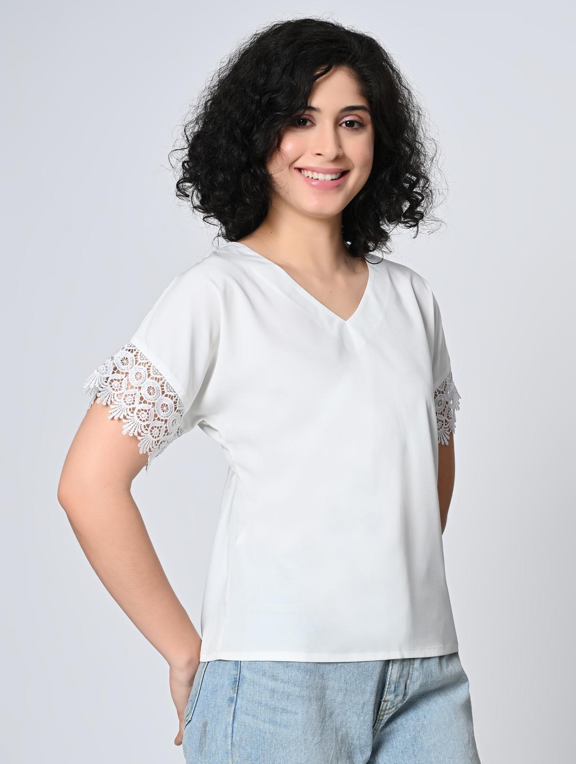 women white soldi lace detailed regular top - 21976378 - Standard Image - 2