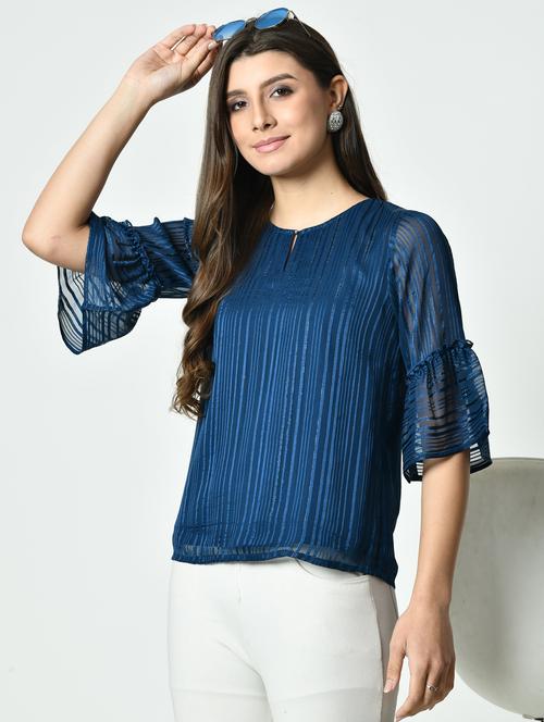 women self designed bell sleeve regular top - 21976384 - Standard Image - 0