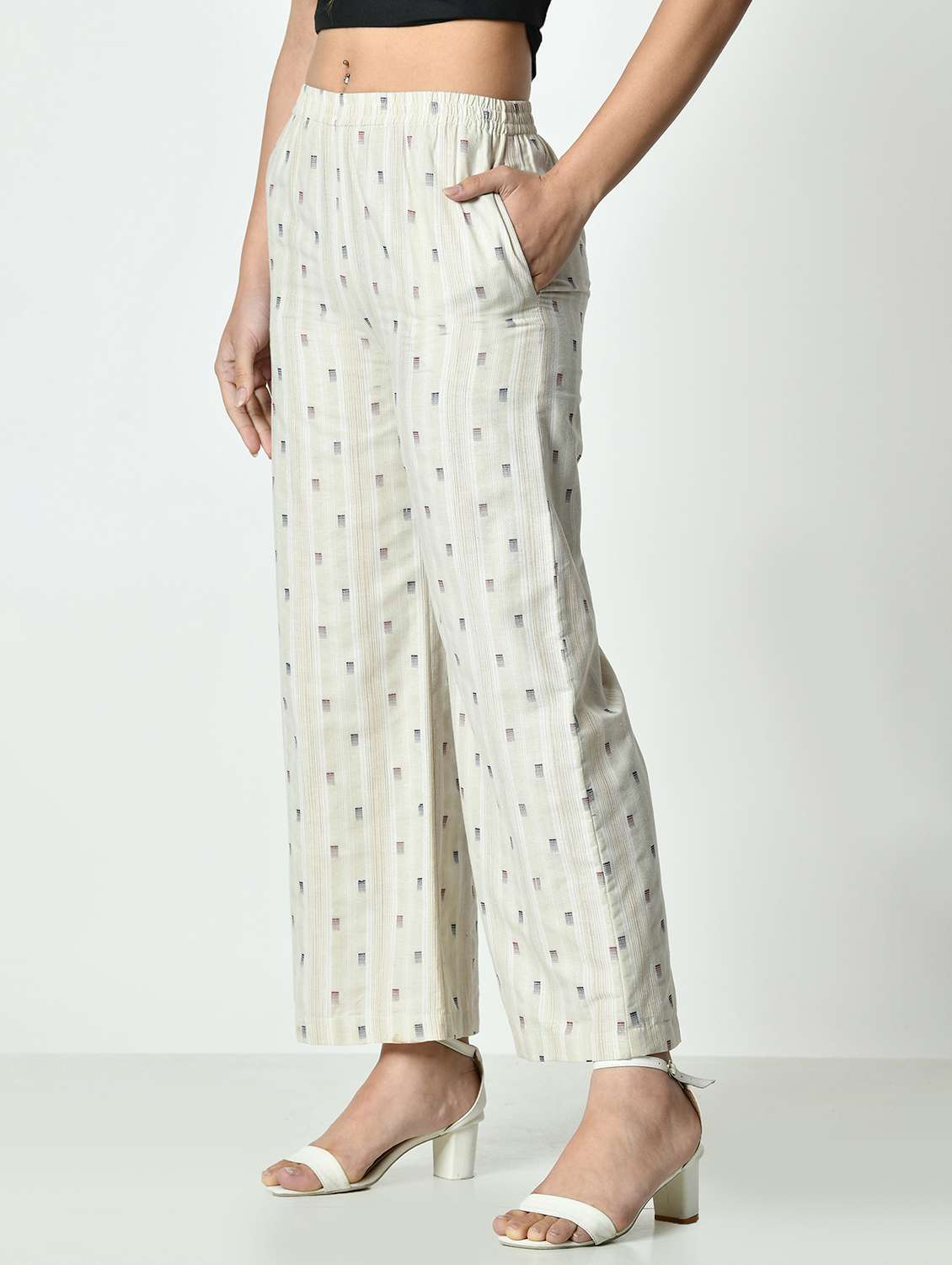 women printed mid rise straight palazzo - 21976386 - Standard Image - 2