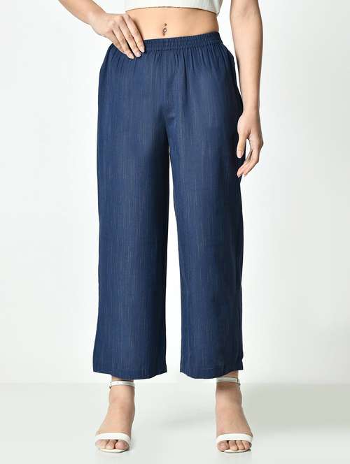 women self designed mid rise straight palazzo - 21976391 - Standard Image - 0