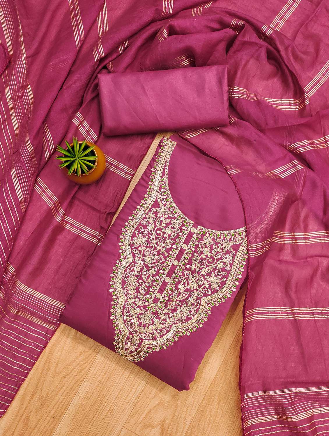 women solid with work embroidered unstitched suit set - 21976419 -  Standard Image - 2